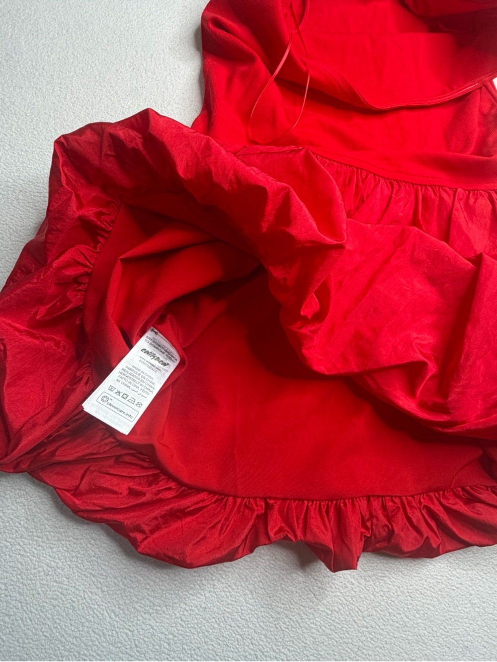 ✨NWT•Edikted Ribbed Bubble Skirt Mini Dress•Red - Picture 11 of 14